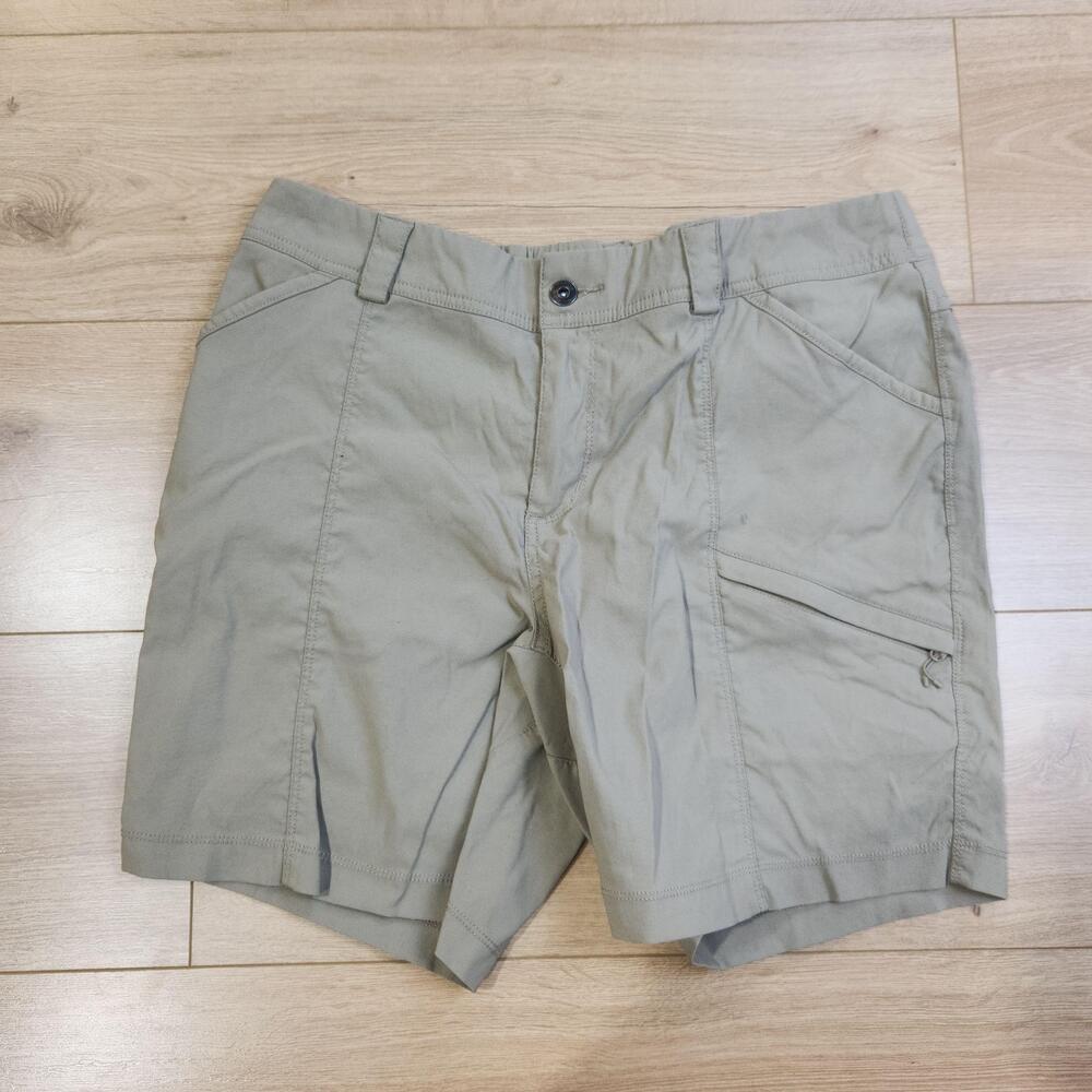 Duluth Trading Dry On The Fly Shorts Womens 14 7" Beige Stretch Hiking Outdoor